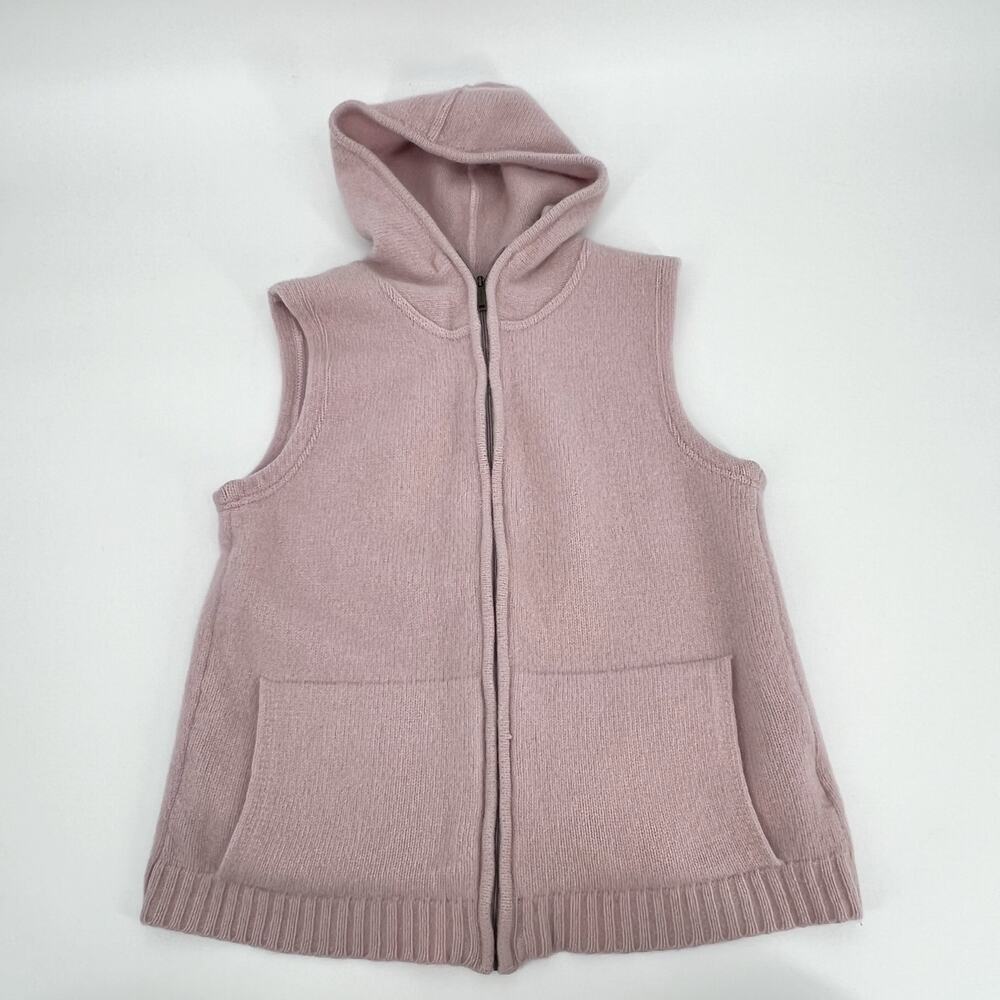 Weekend Max Mara Hooded Wool Sweater Vest Cardigan Pink Full Zip Large READ - Picture 10 of 16